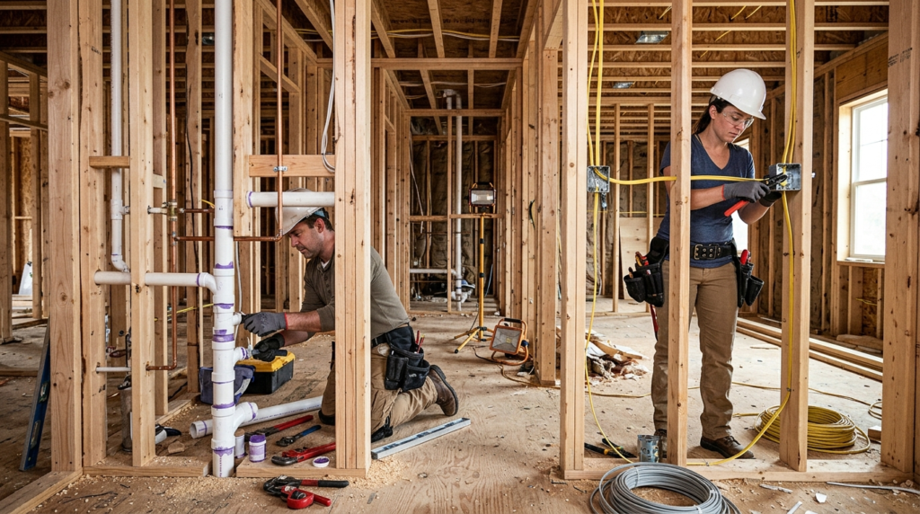 Plumbing and Electrical Work in House Construction