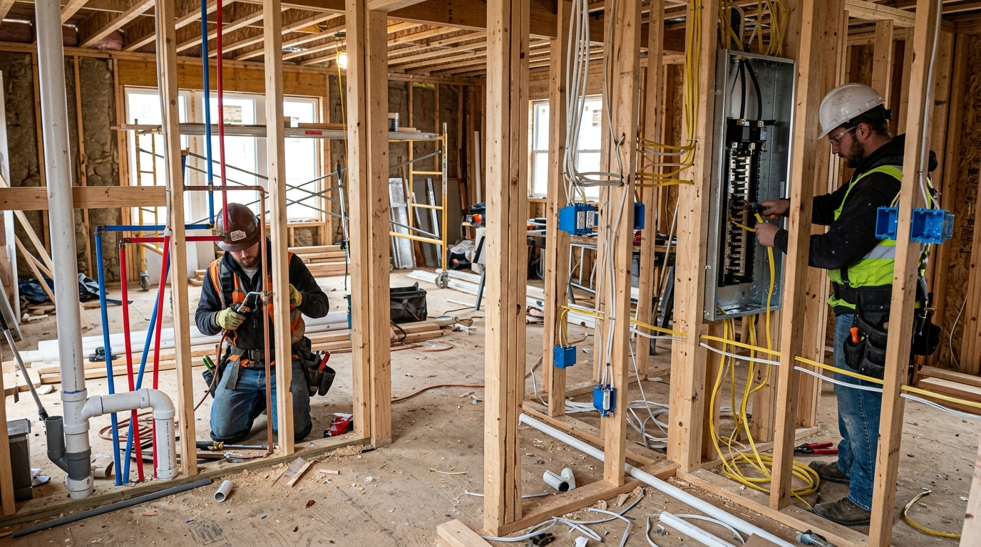 Plumbing and Electrical Work in House Construction