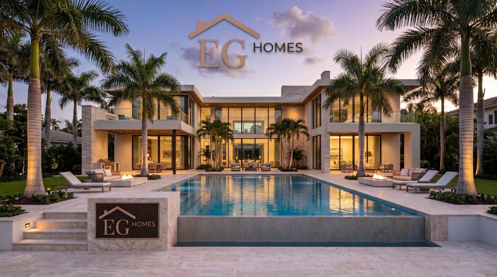 Luxury custom home in Boca Raton built by a top-tier construction company with a waterfront pool deck